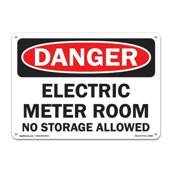SignMission OS-CL-P-1014-L-19985 OSHA Danger Plastic Sign - Electric Meter Room No Storage Allowed
