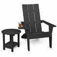 thumbnail image 4 of WINSOON 2-Piece All Weather HIPS Outdoor Adirondack Cup Holder Chair and Table set-Black, 4 of 4