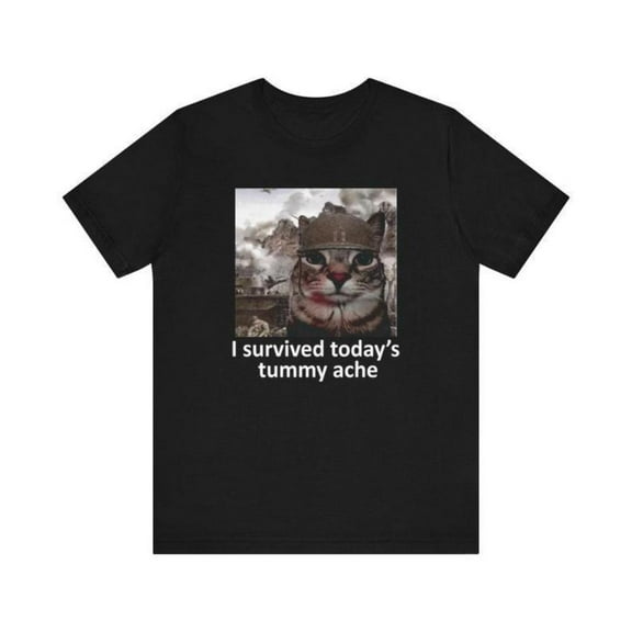 Humorous Tummy Ache Survivor Shirt - Soft Cotton Casual Meme Tee for All"