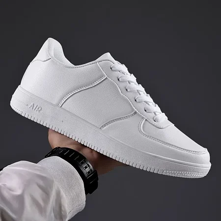 

Men‘s Fashion Plain Color Faux Leather Non-slip Comfortable Lace Up Casual Shoes Men‘s Skate Sneakers