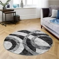 thumbnail image 4 of MDA Rug Imports Orelsi Collection Abstract Area Rug Grey/Black 8'1" Round Geometric,Abstract Stain Resistant 8' Round Accent,Indoor Living, 4 of 4