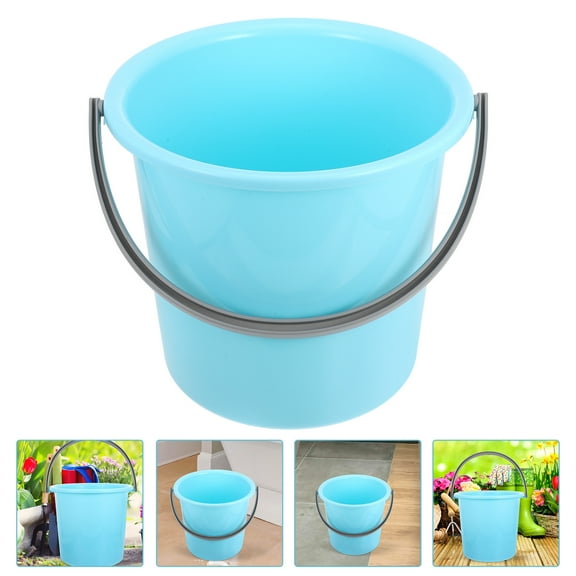 MOKKHNB Blue Plastic Bucket with Handle for Storage Use Garden Dorm Portable Large Capacity 10L