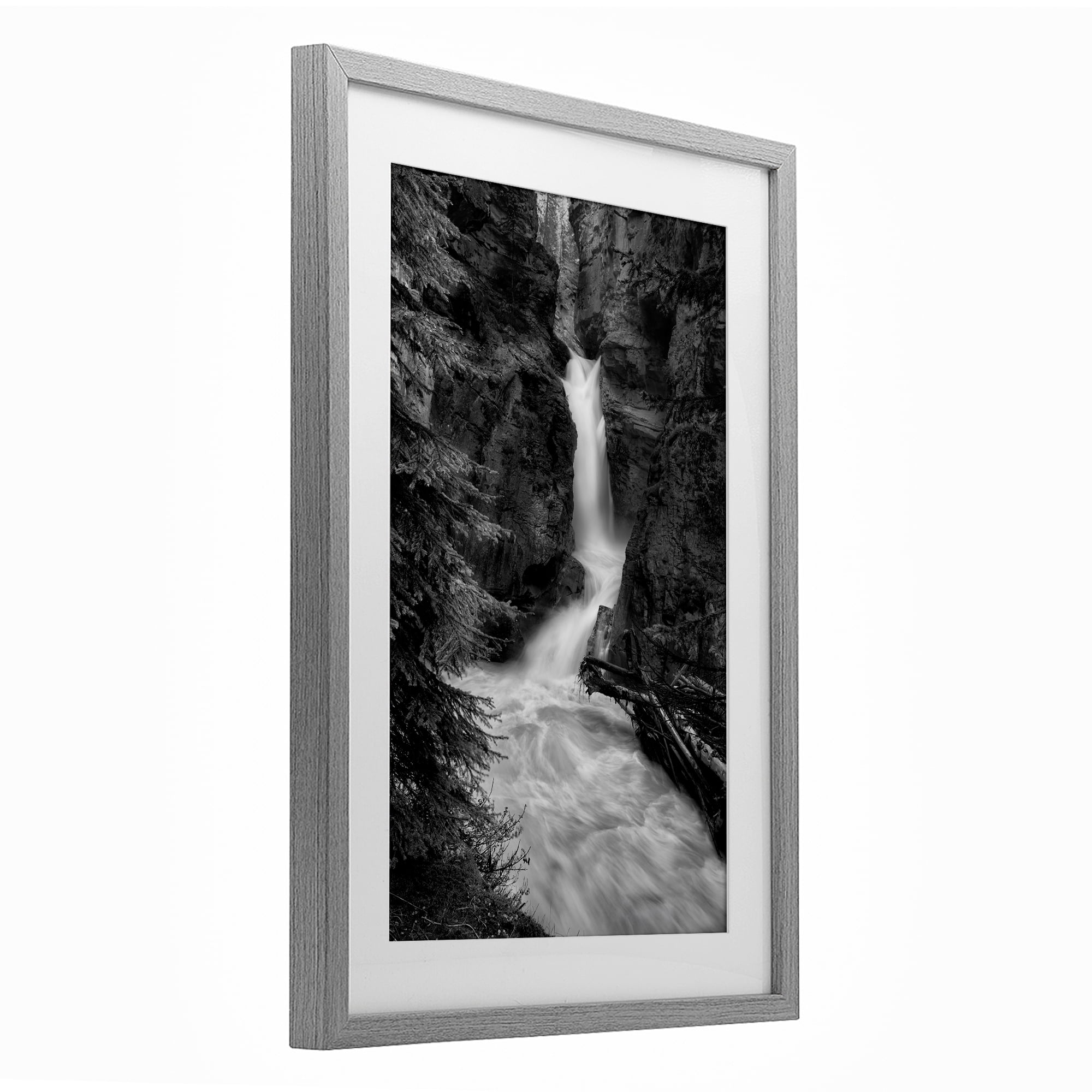 Stupell Industries Banff National Park Waterfall Gray Framed Print Under Glass, design by Jon Evan