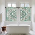 thumbnail image 4 of Turquoise Boho Tier Curtains 54 Inch Length, Vintage Abstract Floral Ethnic Tribe Cafe Short Curtains for Bathroom Over Sink, Small Kitchen Curtain Light Filtering Tiered Drapes 2 Panels 27.5"Wx54"L, 4 of 8