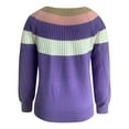 thumbnail image 2 of Vedolay Womens Sweaters Womens 2023 Winter Sweaters Casual Turtleneck Long Sleeve Striped Pullover Tops,Purple S, 2 of 4