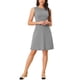 thumbnail image 2 of Vestido sin mangas de corte ajustado y acampanado de cuadros houndstooth para mujer, negro houndstooth, por encima de la rodilla., 2 of 6