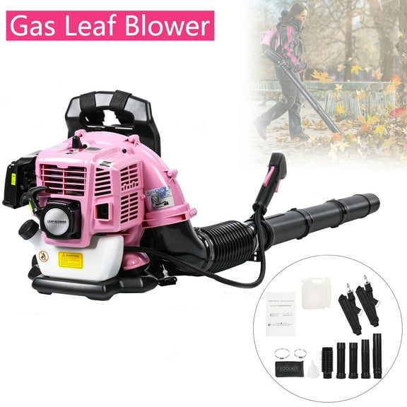 ruhuadgb Gas Leaf Blower, 52cc 1.7HP 2Cycle Backpack Leaf Blower with 550CFM, Powerful Clearing Performance and Ergonomic Harness System for Lawn Care Yard Dust Debris-Pink
