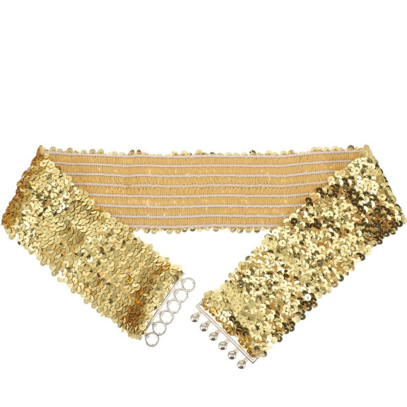 UPOUART 1Pcs Sweater Dress Belt Golden Sequin Belt Wide Elastic Comfort For Wedding