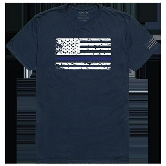 Thin Blue Line Tactical Graphic T-shirt, Navy - Large