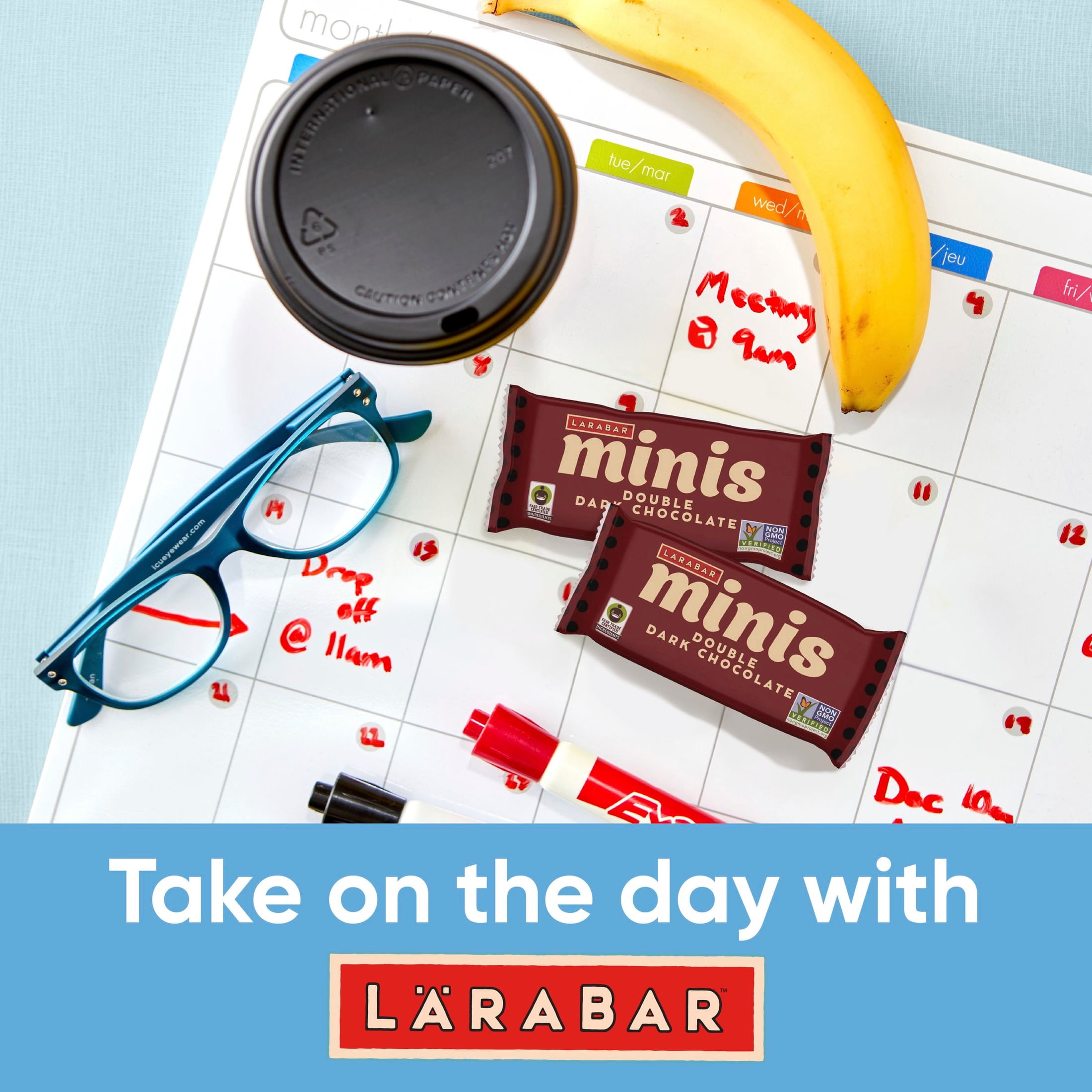 Larabar Double Dark Chocolate Mini Bars, Gluten Free Vegan Bars, 20 ct