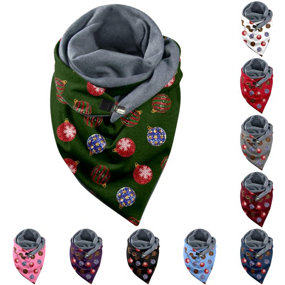 AWZXDE Universal Autumn Winter Warm Printed Elegant Double Layer Buckle Soft Comfortable Scarf H