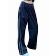 thumbnail image 3 of Womens Parachute Pants Wide Leg Baggy Pants Y2K Elastic Waist Jogger Sweatpants Track Pants Streetwear Navy Blue XL, 3 of 8