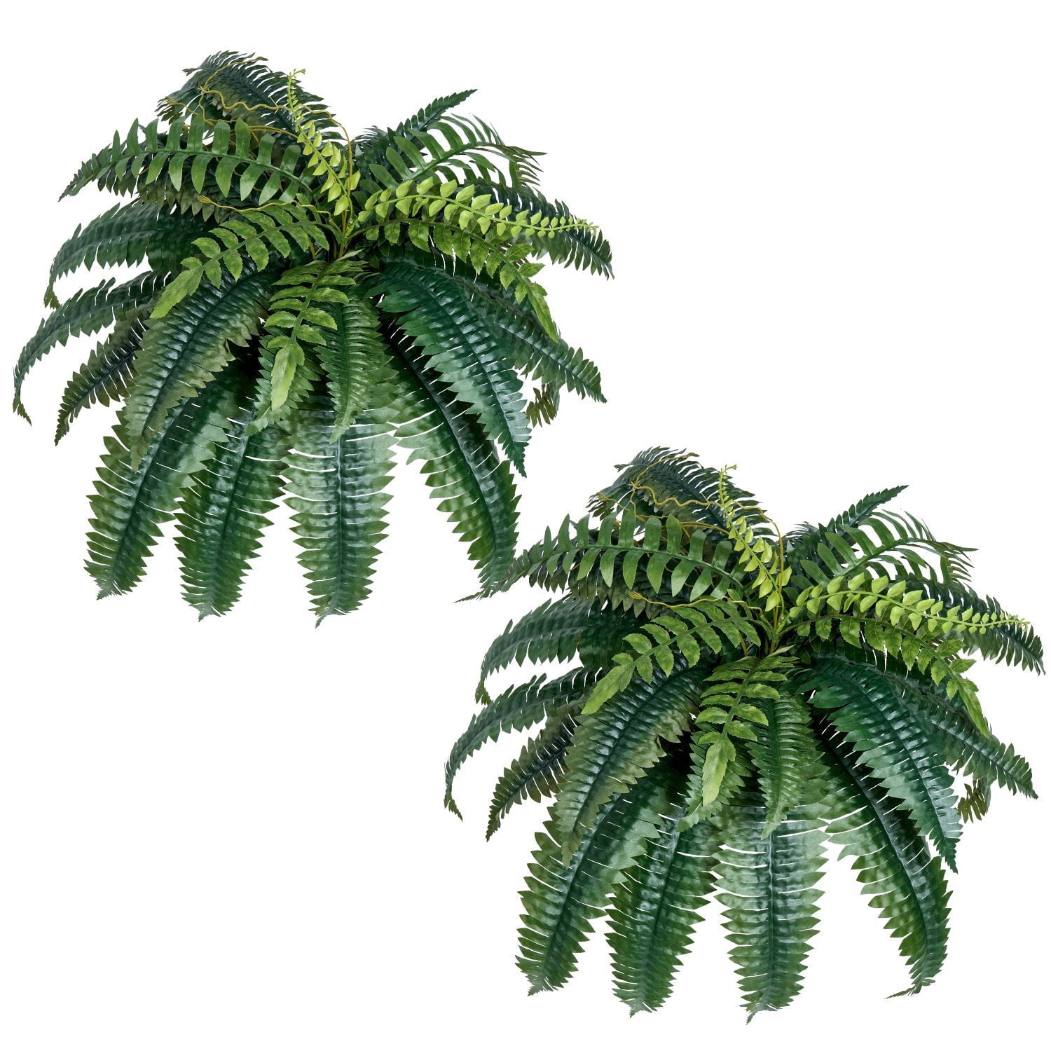 Large Artificial Ferns 2-Pack Fake Plants, 35-39 Inch Spread Full Size Lifelike Faux Fern, Big Greenery for Home Garden Porch Indoor Outdoor