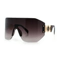 thumbnail image 5 of Womens Oversized Rectangle Rimless Shield Designer Jewel Hinge Diva Sunglasses All Brown, 5 of 8