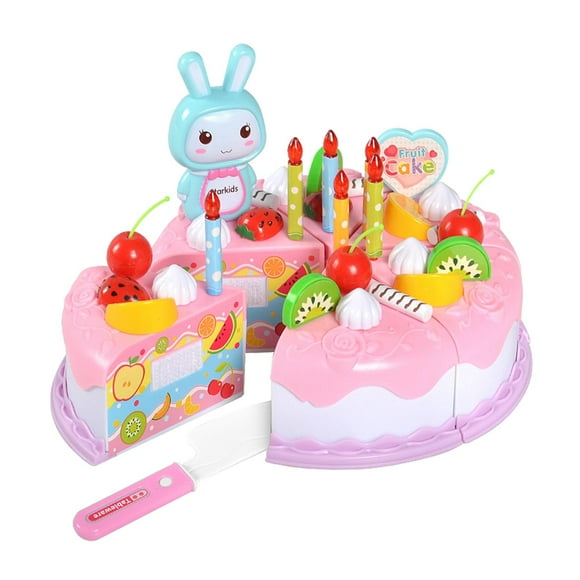 37pcs Colorful Birthday Cake Cake 6 Sliced Pink