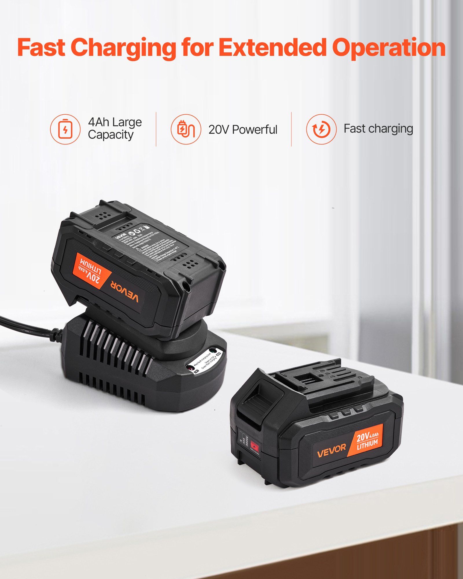 20V Cordless SDS Plus Rotary Hammer Drill Kit with 0.6 Inch Capacity 2 Functions 1000 RPM 5100 BPM Includes Battery and Charger