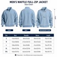 thumbnail image 5 of Full Zipper Jackets for Men Waffle Knit Zip Mock Neck Sweatshirt No Hood Casual Loose Fit Solid Color Long Sleeve Lightweight Fall Jackets, L, 5 of 10