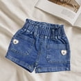 thumbnail image 4 of LRen Girls Jean Shorts with Bow Embroidery High Elastic Waisted Denim Shorts Cute Y2k Summer Jorts for Toddler Girls 1-8Y, 4 of 4