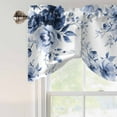 thumbnail image 4 of Blue Floral Art Tie Up Valance Curtains for Windows, Kitchen Curtains Window Treatments, Watercolor Botanical Spring Flowers Short Window Shades Valances for Bedroom Bathroom Cafe 54"x18", 4 of 8