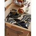 thumbnail image 3 of Marble Texture Placemats Set of 6, Black Gold Abstract Crack Cotton Linen Table Mats Non-Slip Washable Black Gold Marbling Print Placemat for Holiday Banquet Dining Kitchen Table Decor, 3 of 6