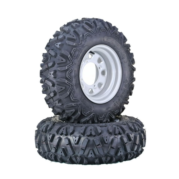 LIBRA 26X9-12 ATV Tire Wheel Assembly 6-Ply on 4 Lugs x 156 PCD 4 3 Silver Wheel-10277,SET 2