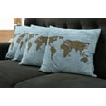 thumbnail image 2 of Ambesonne Ocean Throw Pillow Cover 4 Pack, Map with Waves, 20", Cocoa Pale Blue, 2 of 6