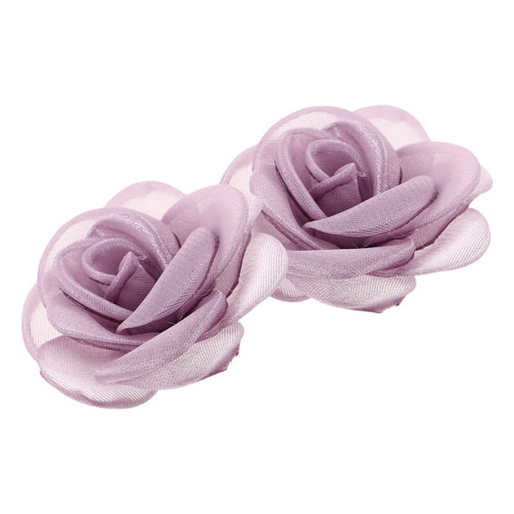 UPOUART 2Pcs Purple Fabric Rose Shoe Clip Charm Detachable Clip on Flower Buckle for Heels