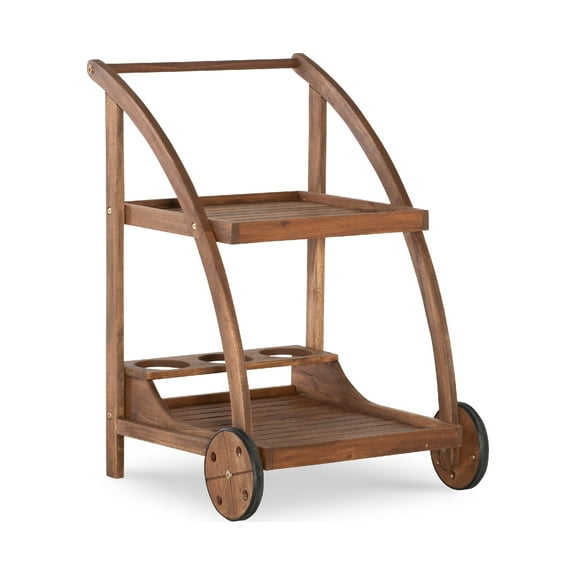 Linon Crosscreek 2-Tier Outdoor Drink Trolley, Acorn Finish