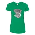 thumbnail image 2 of Black and White Mosaic Retro Mandala Elephant Animal Lover Womens Graphic T-Shirt, Kelly, Small, 2 of 4