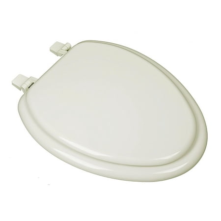 Biscuit Vitreous China Toilet - BathDecor Biscuit Molded Wood Elongated Closed Front with Cover Toilet Seat.