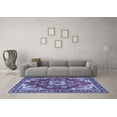 thumbnail image 3 of Ahgly Company Machine Washable Indoor Rectangle Medallion Blue Traditional Area Rugs, 4' x 6', 3 of 4