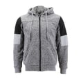 thumbnail image 2 of Men’s Two Tone Warm Soft Sherpa Lined Moto Quilted Zipper Fleece Hoodie Jacket (MSM-40-3 Light Grey, XL), 2 of 6