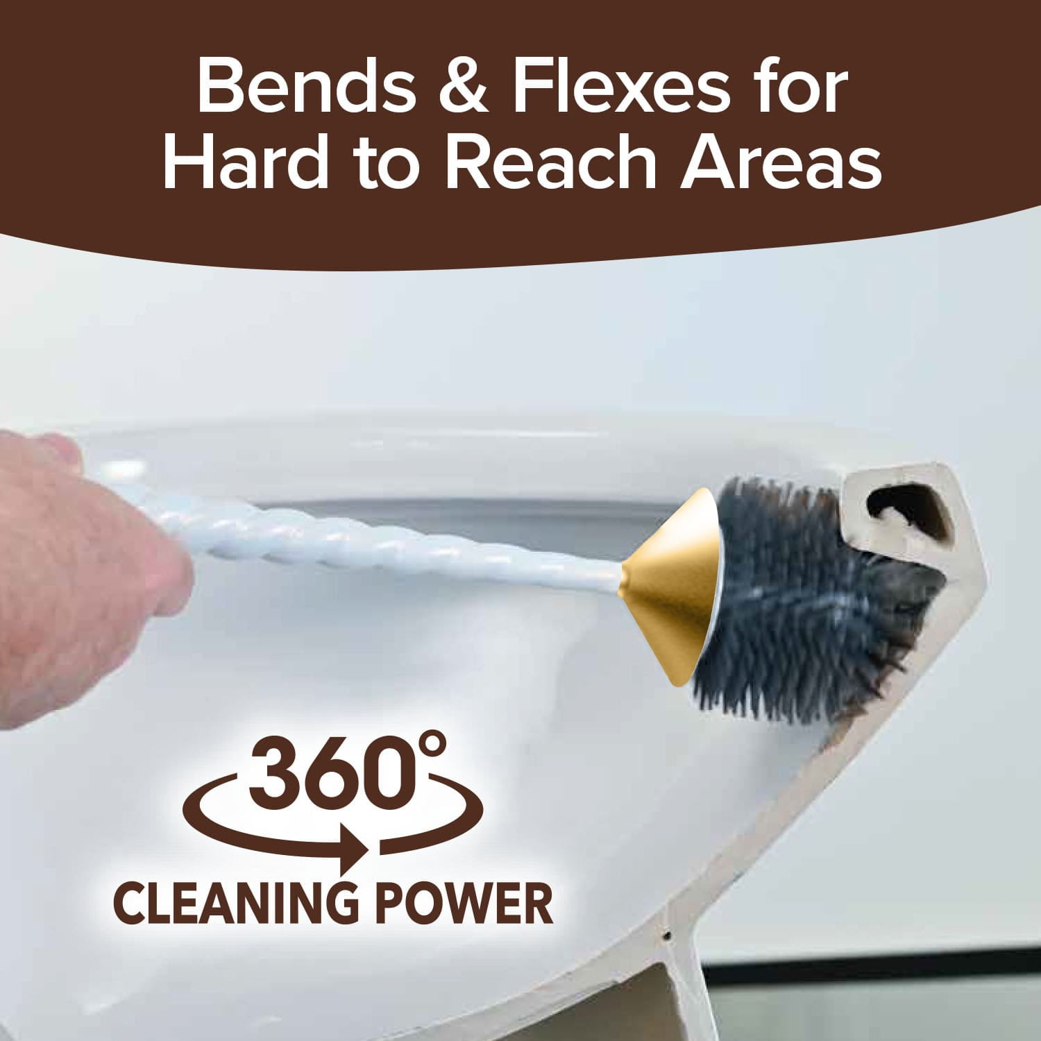 Horsepower Original, AS SEEN ON TV, Motorized Toilet Brush, Powerful Spinning Action, 360 Degree Cleaning Power, Flexible Silicone Bristles, Eliminate Stains & Residue, No Scrubbing,Rechargeable