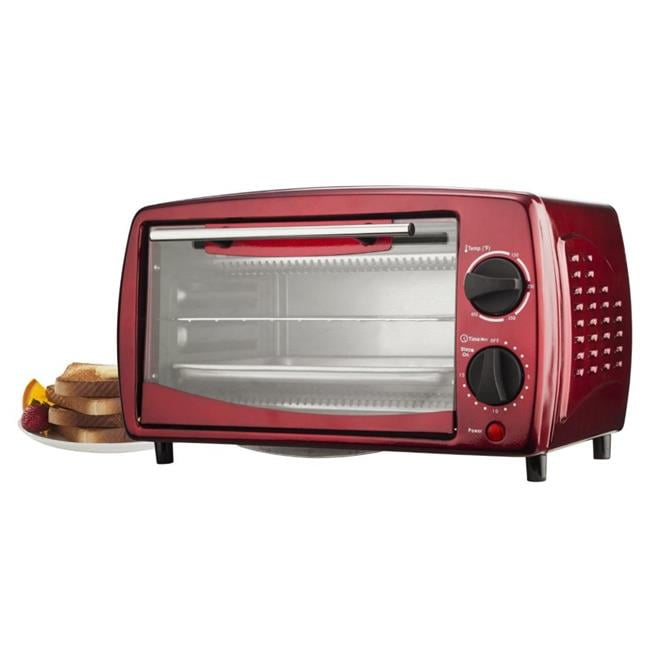 Red 4 Slice Toaster Oven, 14.5 x 9.5 x 8.5 in.