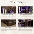 thumbnail image 4 of 59.05" W LED Curio Cabinet with 7 Color Lights, Vintage Glass Display Cabinet with 4 Glass Doors and Adjustable Shelves, Wooden China Case with Smartphone-Controlled for Living Room (Dark Cherry), 4 of 9