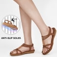 thumbnail image 4 of Decould sylf Womens Gladiator Sandals Elastic Ankle Strap Summer Beach Sandals Comfort Flat Shoes Casual, 4 of 7