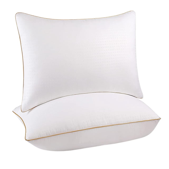 Ohufall 2pcs Satin Stripe Pillow Core Hotel Quality Multi Position Supportive Bed Pillows For Home Use Comfortable Sleeping Home Goods