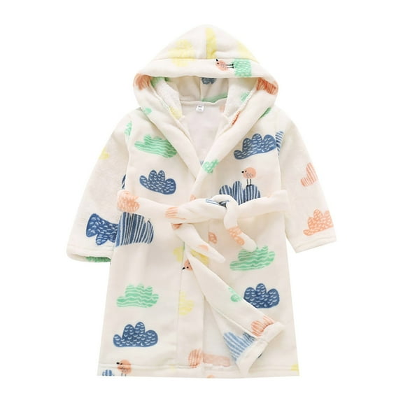 Coerni Girls Pajamas Set, Unisex Baby Plush Bathrobe Pajamas Toddler Baby Boys Girls Cute Car Astronaut Robe Flannel Hooded Fleece Bathrobe