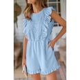 thumbnail image 3 of NAYTOAO Women's Ruffle Cap Sleeve Lace Swiss Dot Romper with Pockets, Back Zipper, Casual Summer Jumpsuit for Women, 3 of 7