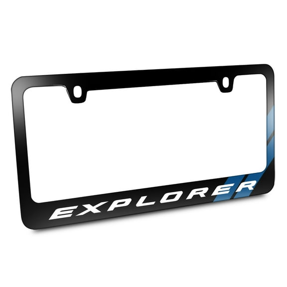 Ford Explorer Blue Stripe Black Metal License Plate Frame