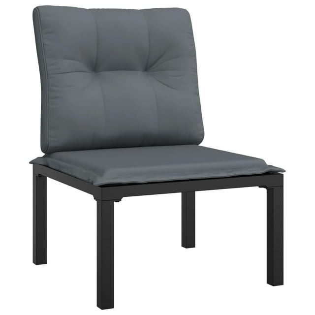 Silla de jardín VidaXL moderna de poliratán negro con gris oscuro