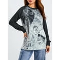 thumbnail image 4 of xiaxaixu Femmes Lâches Tops Rétro Crâne Croix Impression Manches Longues Col Rond Pull Grunge, 4 of 9