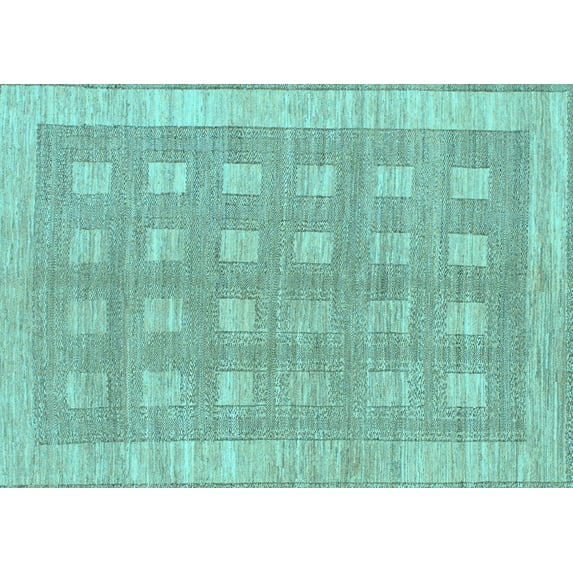 Ahgly Company Indoor Rectangle Checkered Light Blue Modern Area Rugs, 5' x 7'