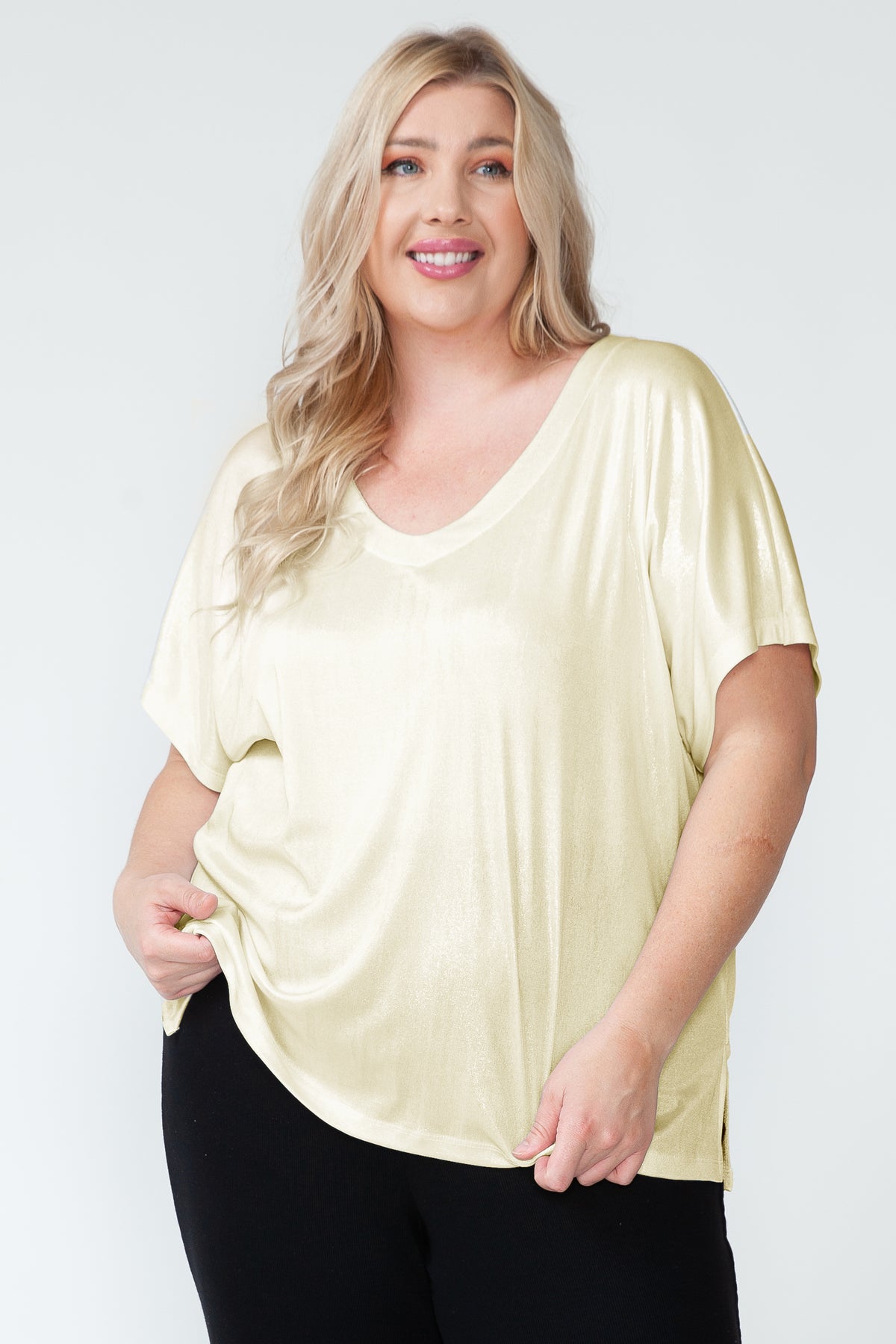 Women's Plus Size V-Neck Slinky Top - Walmart.com