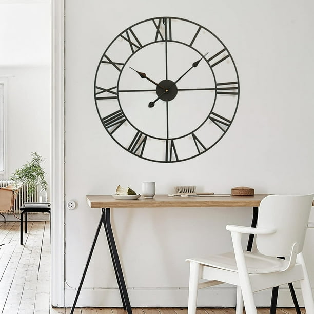 Reloj de pared reloj numerico retro de metal relojes de pared redondos modernos de 40 cm casi silenciosos faciles de leer para sala de estar hogar cocina dormitorio oficina decoracion escolar Bodega A...