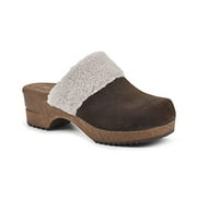 WHITE MOUNTAIN Shoes Bonus Footbeds Clog, Brown/Suede W/Fur, 8.5 M