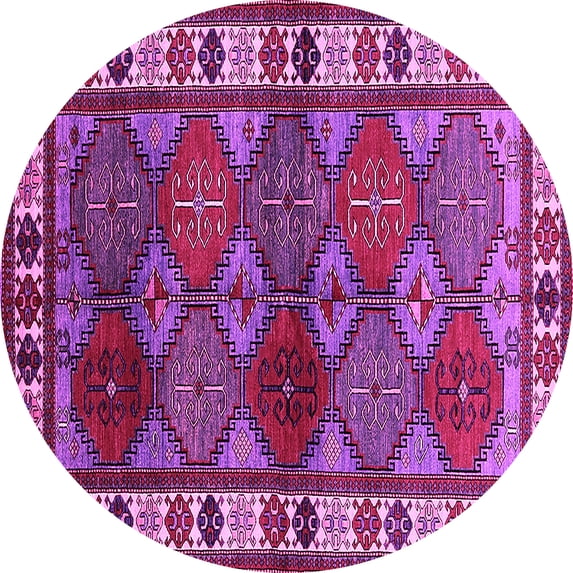 Ahgly Company Indoor Round Oriental Pink Industrial Area Rugs, 7' Round