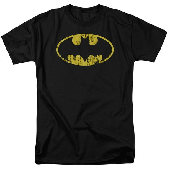 Batman Classic Logo Distressed Mens Short Sleeve Shirt