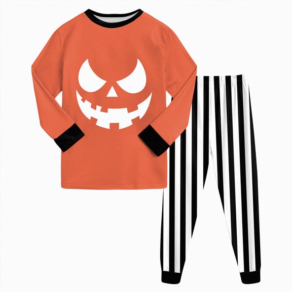 Xyant Toddler Boy Halloween Pajamas Pumpkin Ghost Sleepwear Kids Long Sleeve Soft Cotton 2 Piece Pjs Set,Size 4-5 T