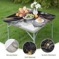 thumbnail image 4 of Black Gray Gold Marble Pattern Square Fitted Tablecloth with Elastic Edge,Square Table Cover,Washable Elastic Table Cover for Home Kitchen Party Decor 34"x34", 4 of 6